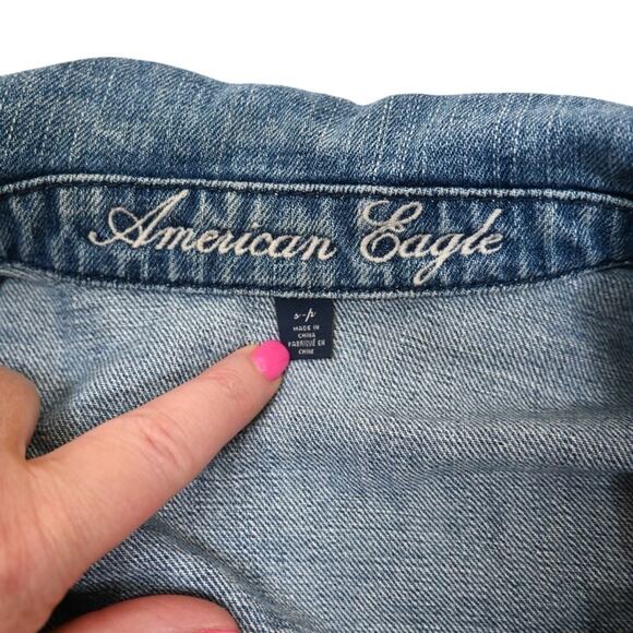 American Eagle Womens S Denim Jean Jacket - Picture 8 of 9